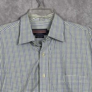 Vineyard Vines Burgee Shirt Men's XL Button Down Blue Green Plaid Cotton 375